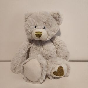 6” Demdaco Brave Green Embroidery Grey Bear Plush Stuffed Animal